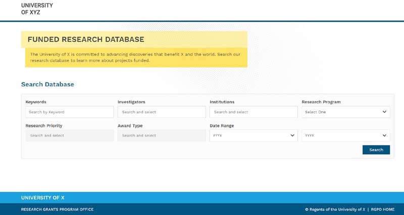 Public Search Page screen capture